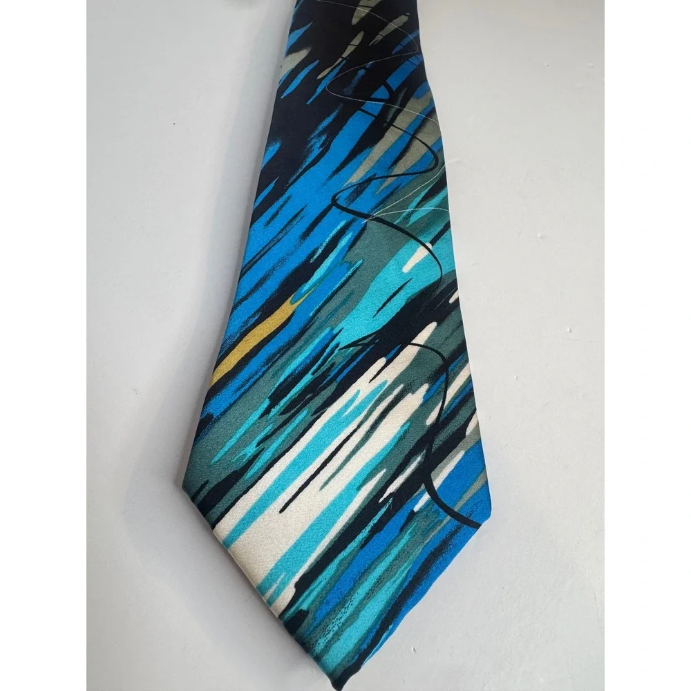 Vintage Jerry Garcia Collection 62 Silk‎ Abstract Necktie Blue Artistic Tie
